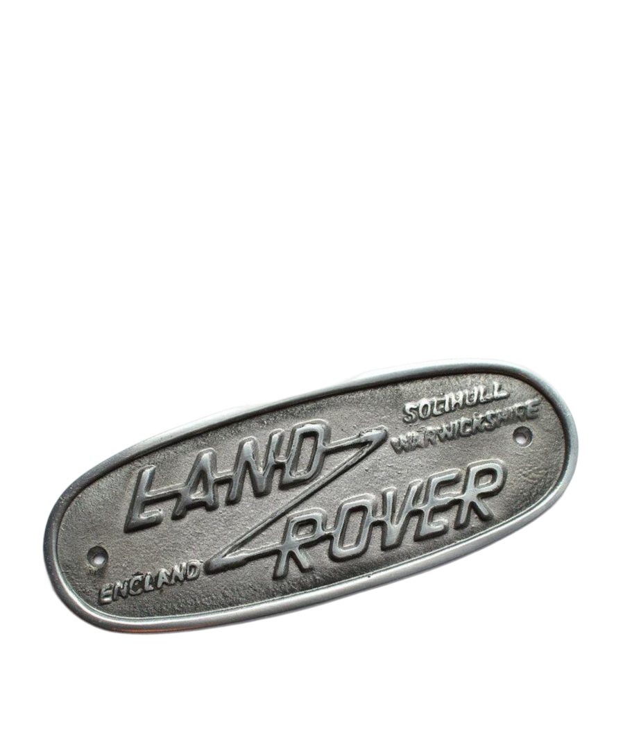 Vintage metallic Land Rover emblem from England
