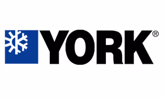 York company logo with a white snowflake inside a blue square next to the bold black text 'YORK'.