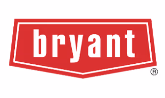 Bryant company logo with white lowercase text inside a red shield-shaped background.