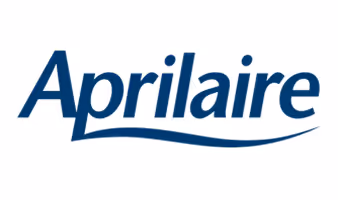 Aprilaire brand logo with stylized text and a wave underline.