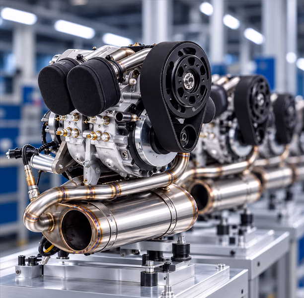 Engines on production line