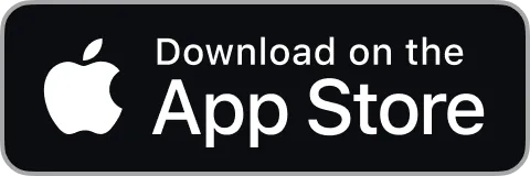 Przycisk pobierania aplikacji z App Store z białym logo Apple na czarnym tle.