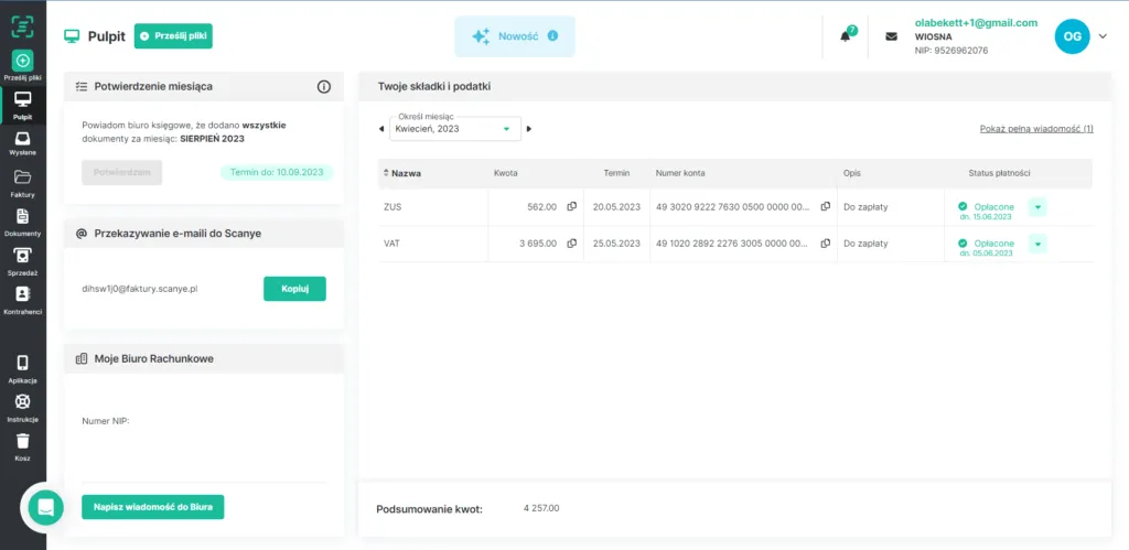 jak podnieść ceny w Biurze Rachunkowym - panel klienta w Scanye