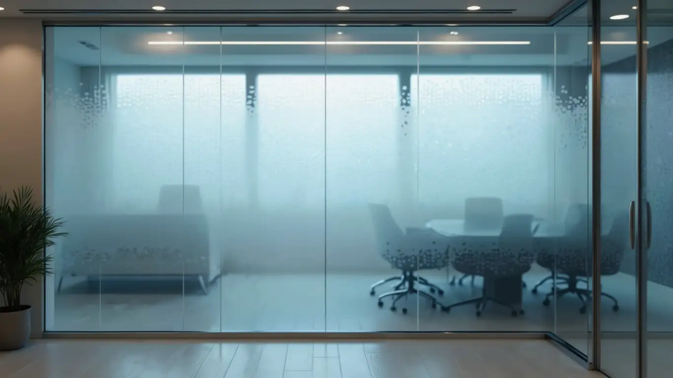 Kontorsrum fönster med insynsskydd, av Jola Screen i Halmstad.