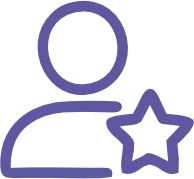 Icon of a person with a star symbol representing personal experience or favourite.