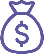 Icon of a money bag with a dollar sign, symbolizing finance or revenue.