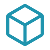 Blue outlined 3D cube icon on white background.