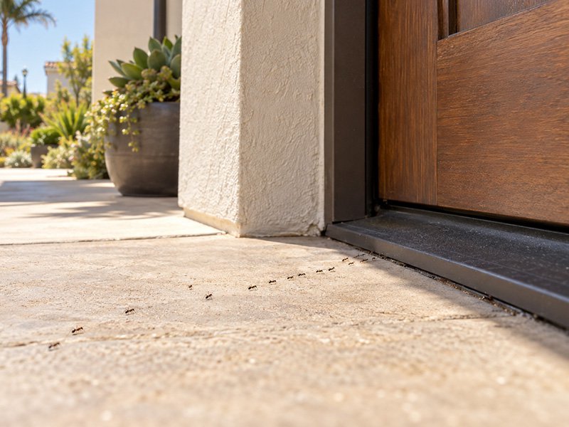 ants crawling into door way