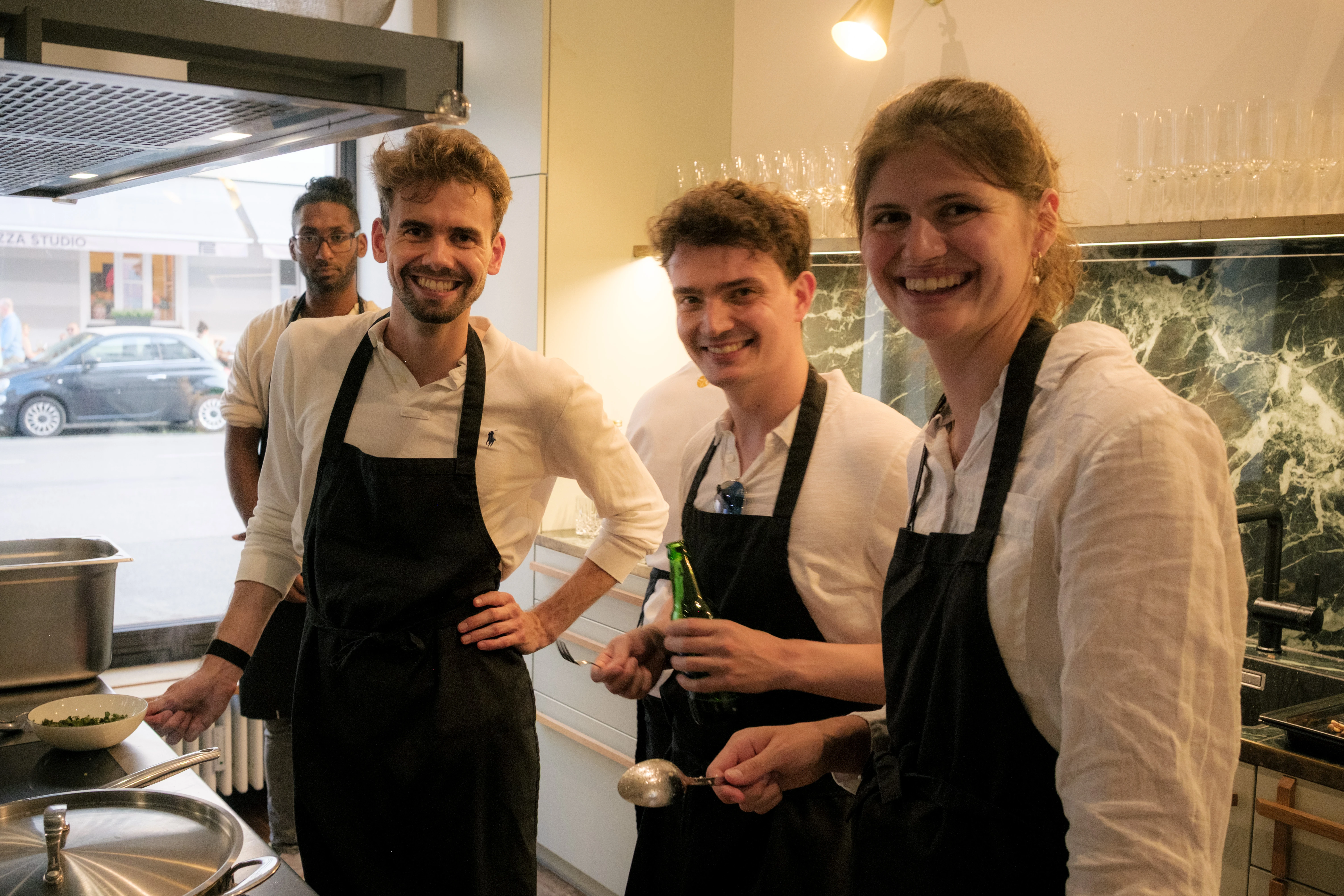 Group portrait at the team cooking class