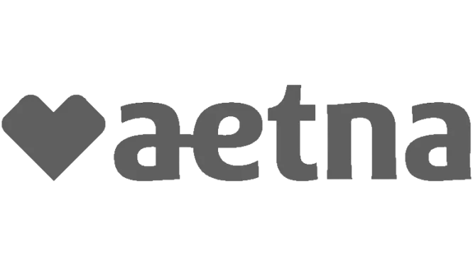 Aetna logo with heart symbol in grayscale