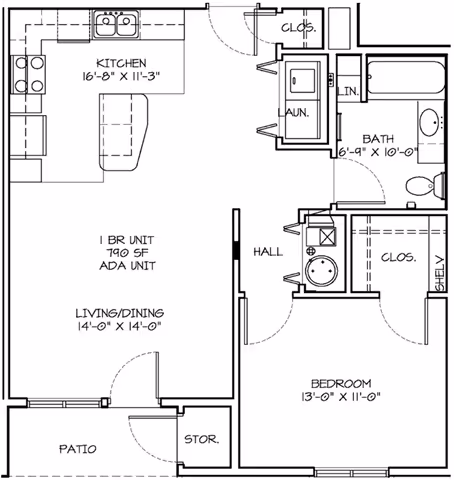 Summit Falls one bedroom layout