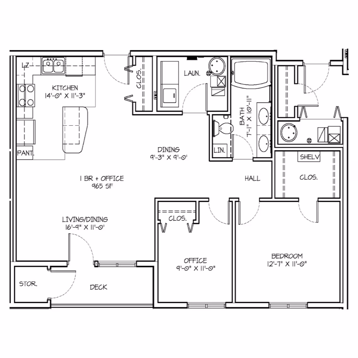 Summit Falls one bedroom plus study layout