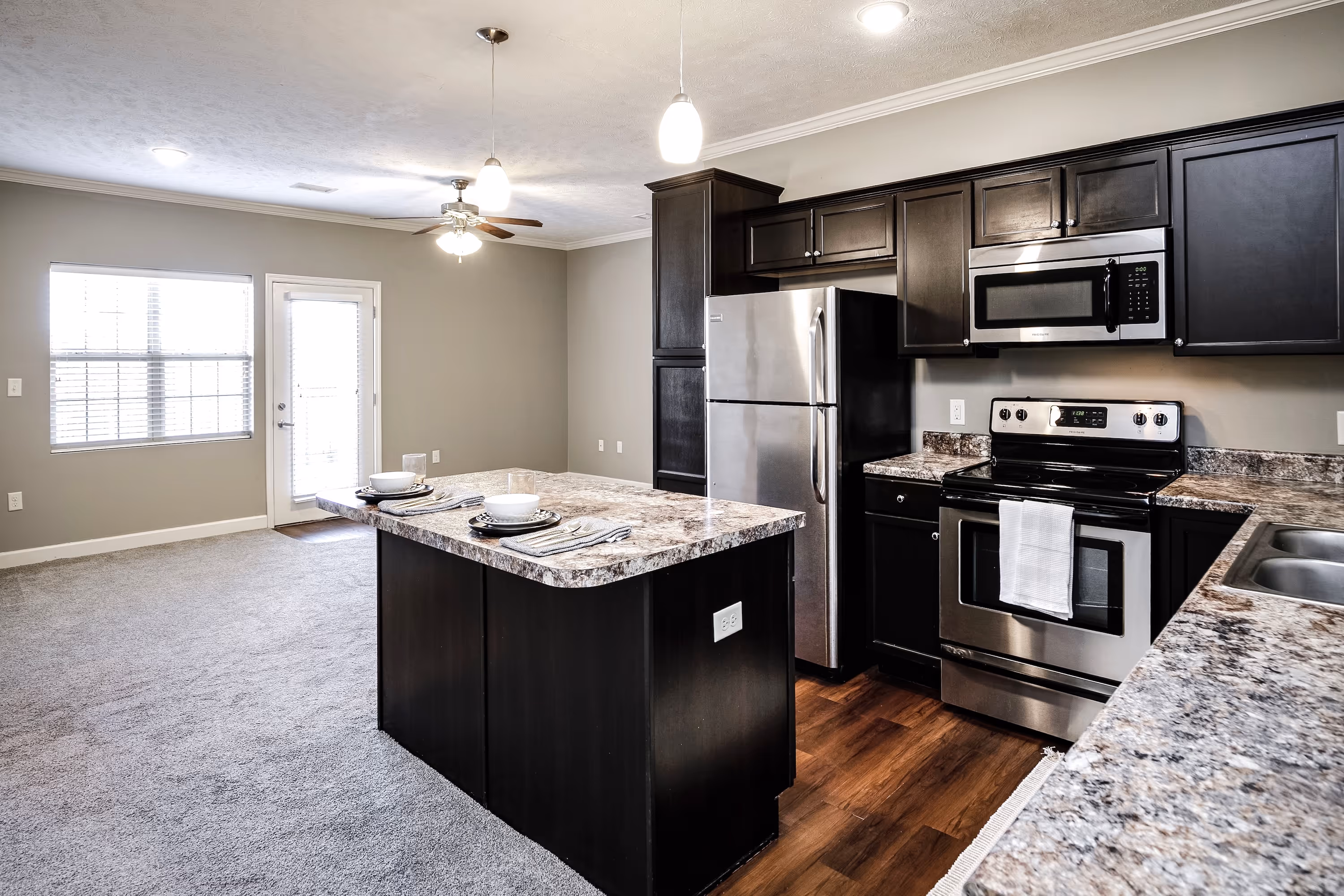 View of the kitchen and living room