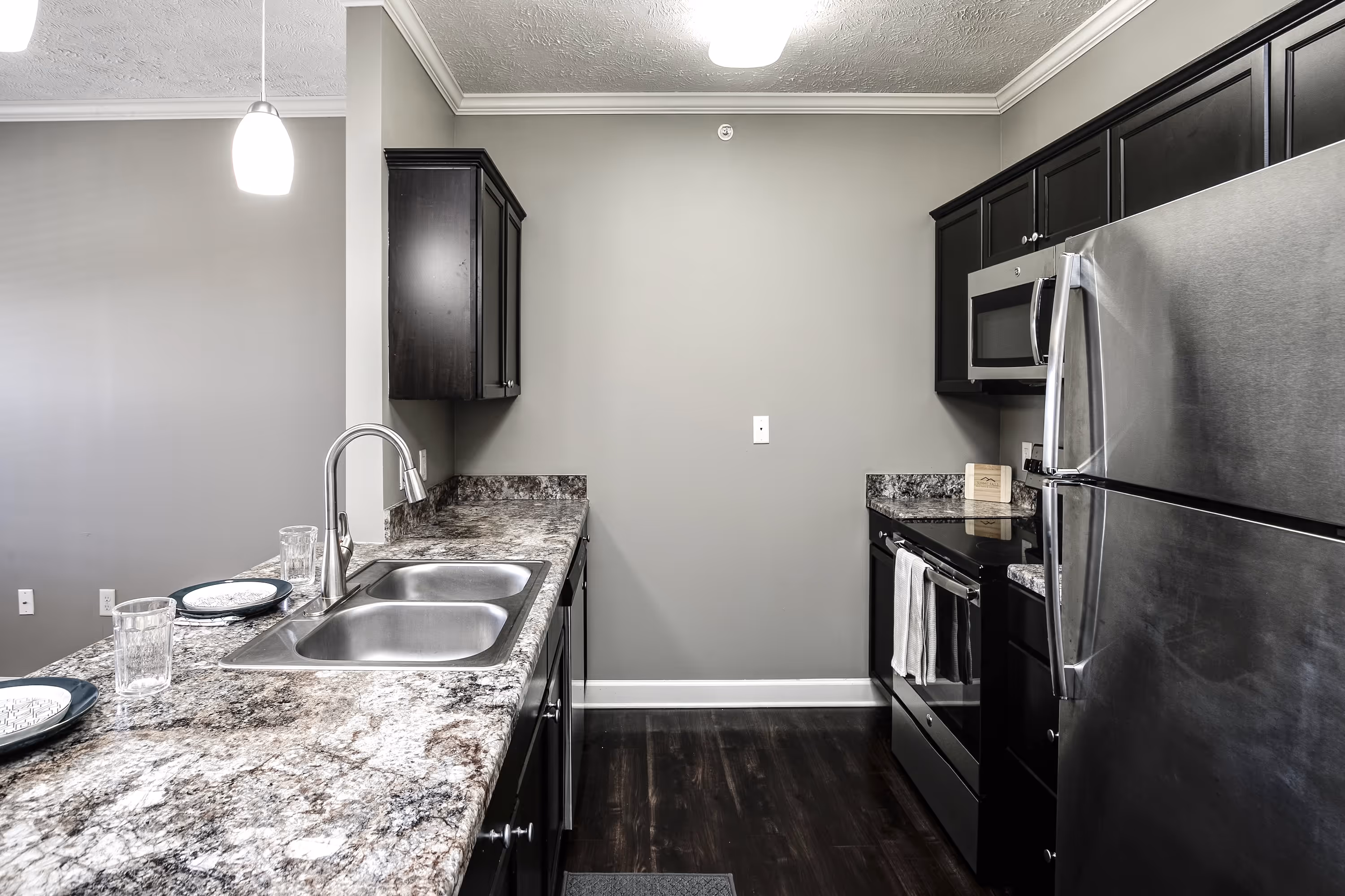 Kitchen with stainless steel appliances