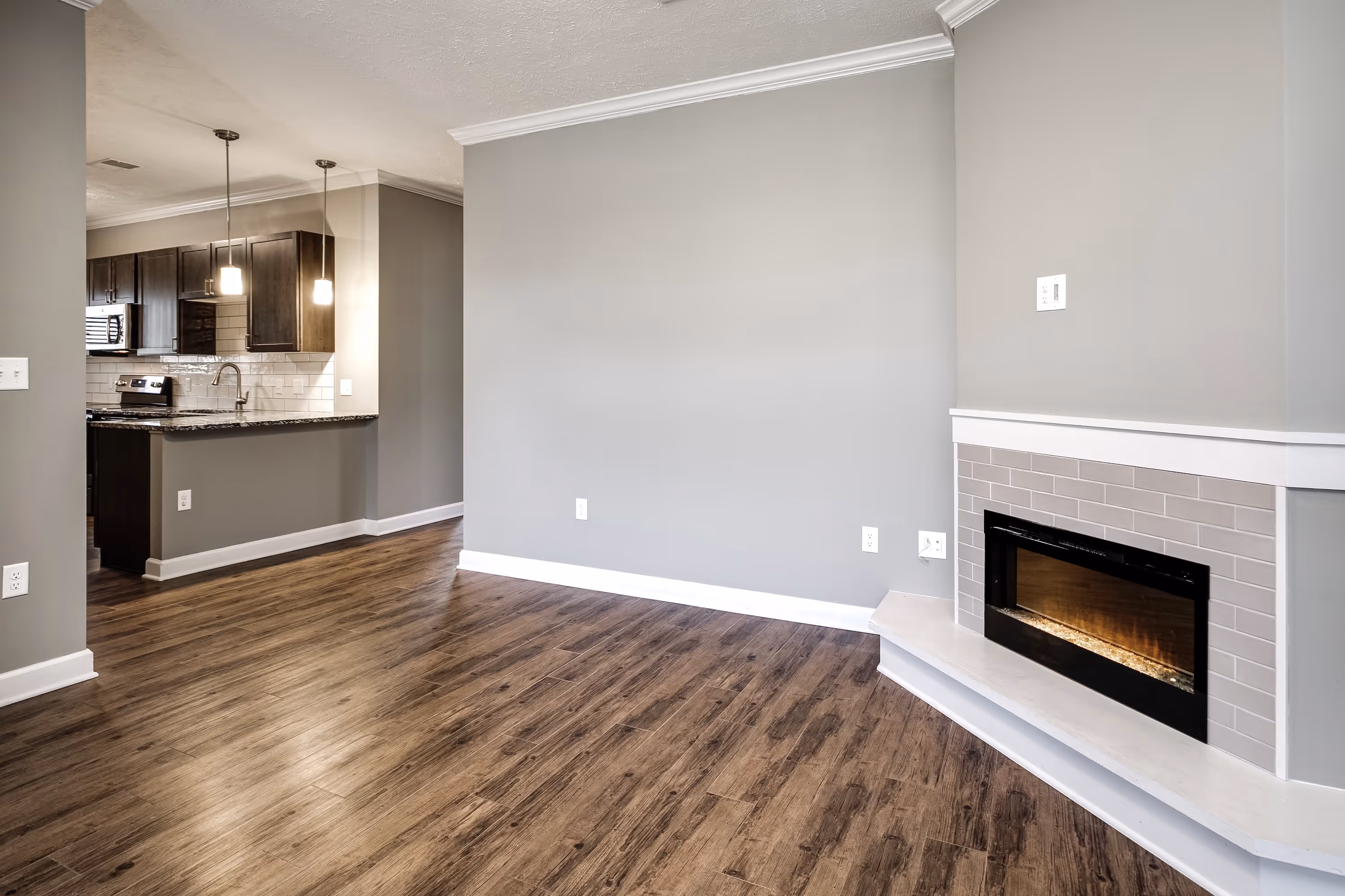 Living room with fireplace