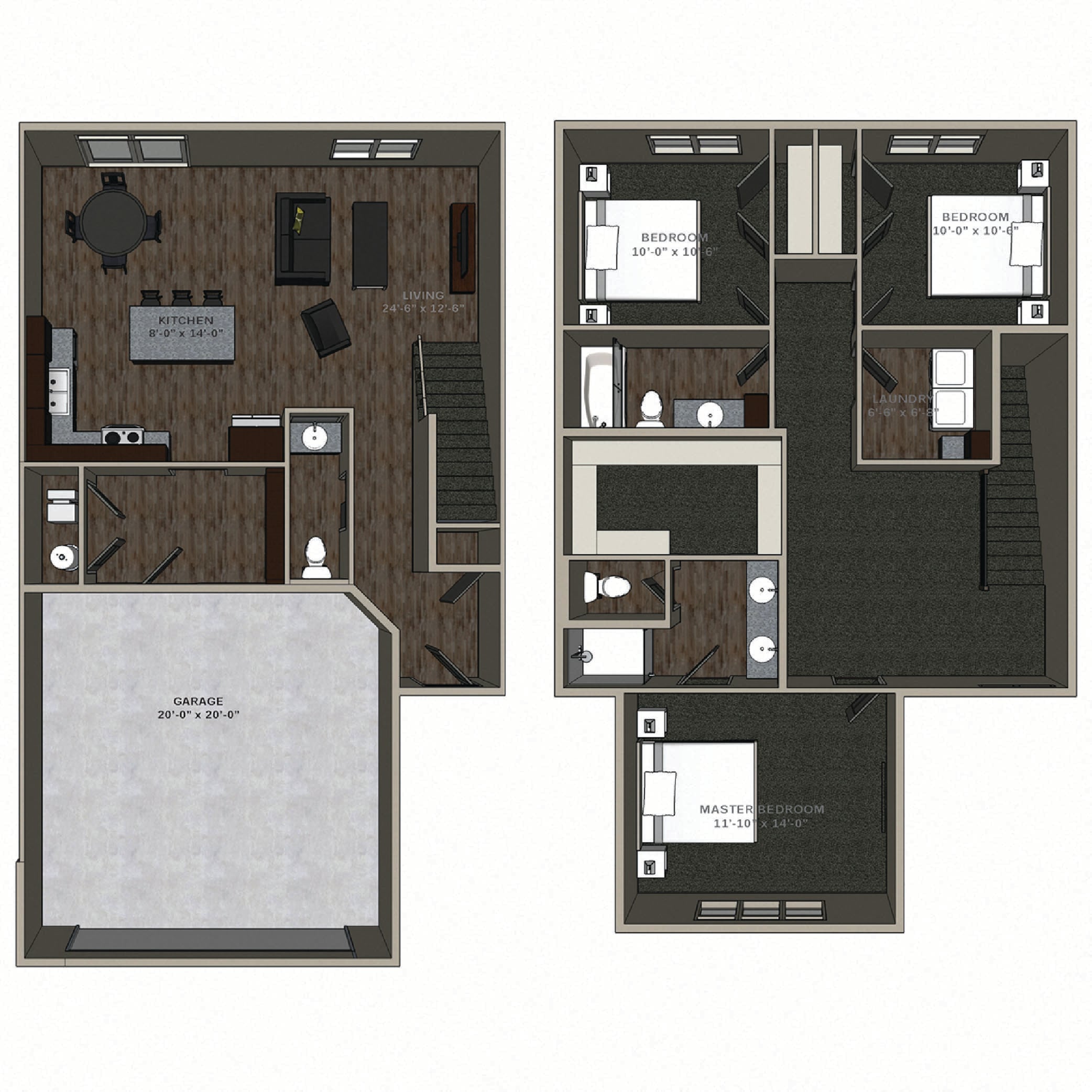 Three Bedroom Townhome