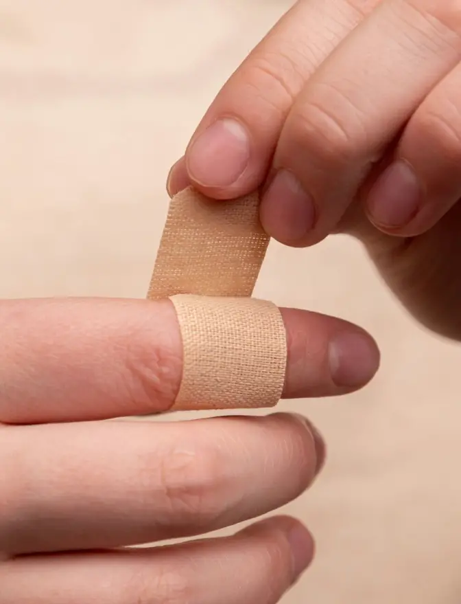 A finger with a bandaid