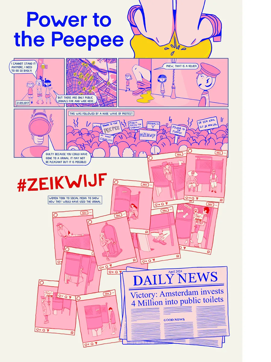 A comic about the feminist protests in Amsterdam about the lack of public facilities for women.
