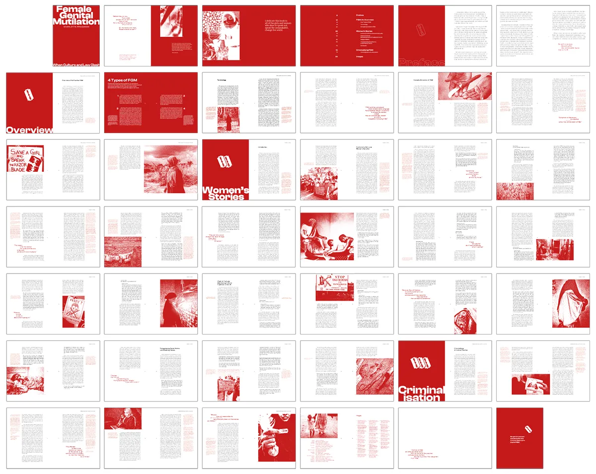 A summary of the whole layout of the magazine showing every page in one picture.