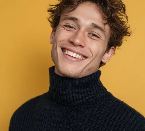 A casually dressed man smiling, reflecting an approachable candidate and a positive hiring experience.