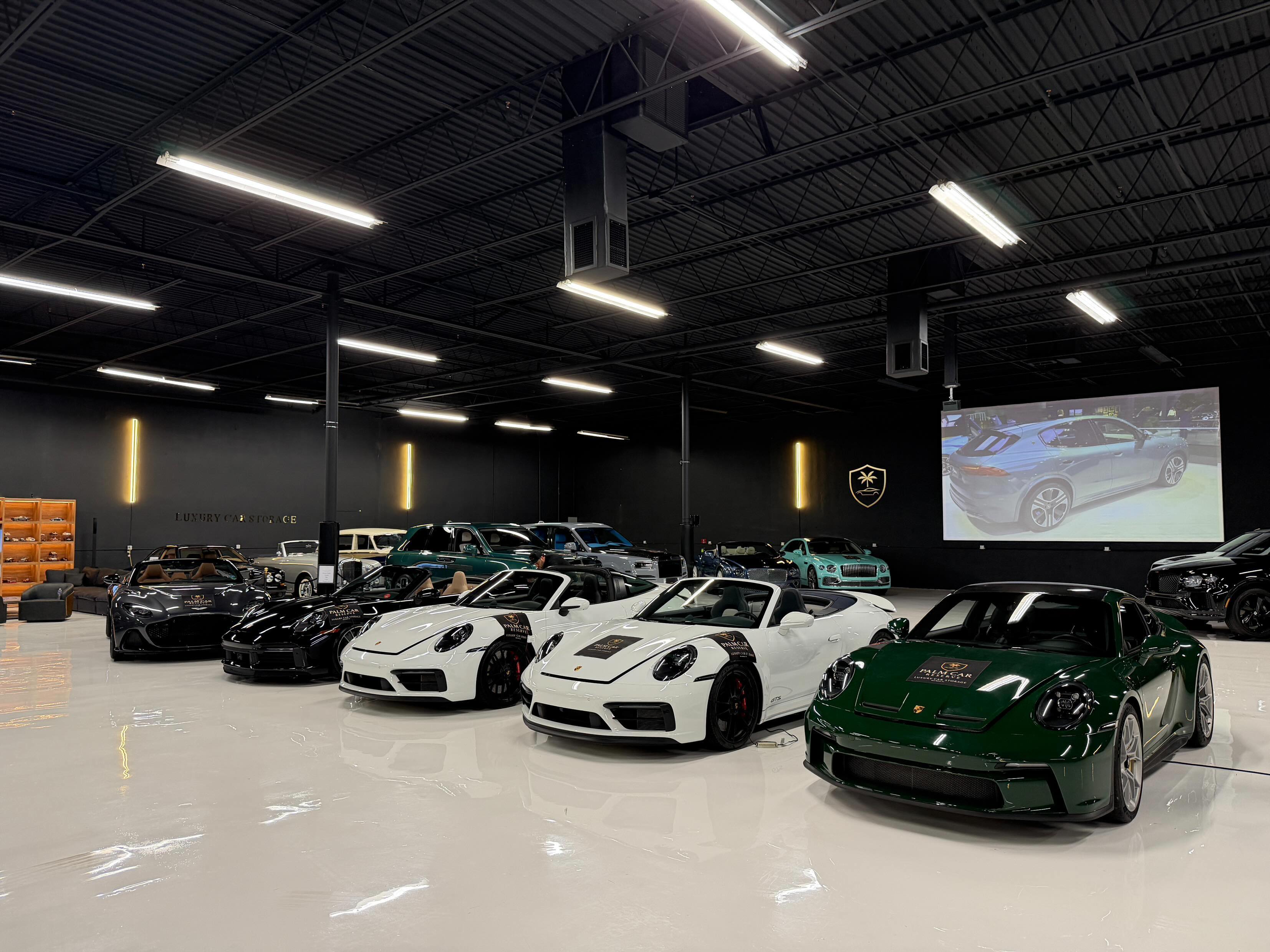 Climate-controlled car storage bay in Boca Raton