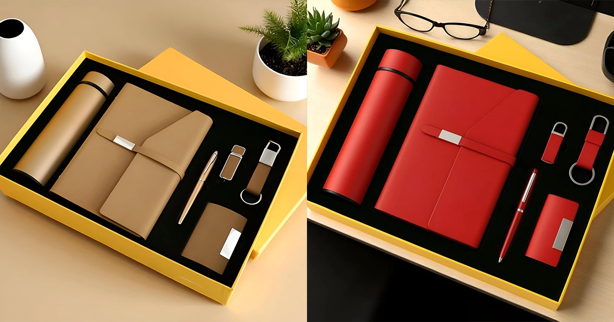 Corporate gift items in Dubai with custom branded promotional products by Naqsh Media.