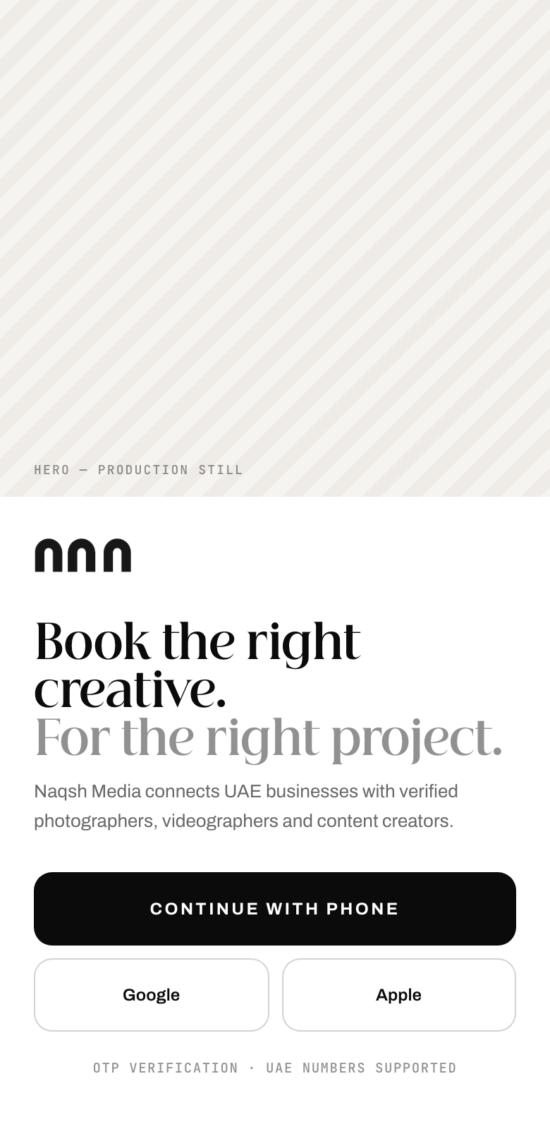 NAQSH MEDIA app — sign in screen
