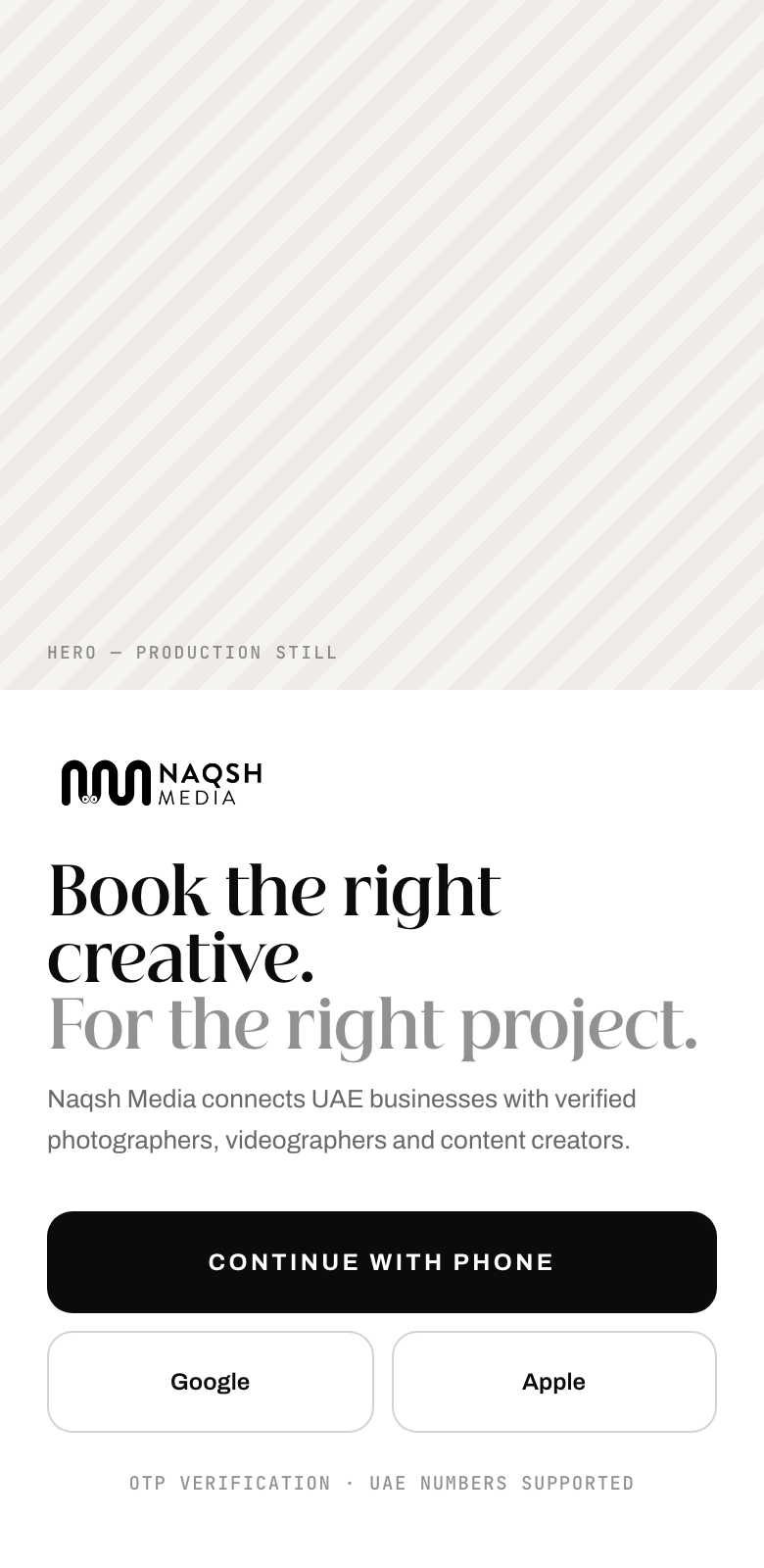 NAQSH MEDIA app — sign in screen