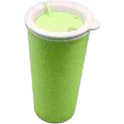 Green biodegradable wheat fibre cup with lid for eco friendly corporate gifting
