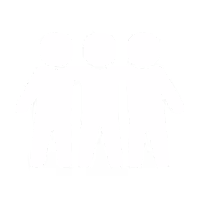 Icon of three people standing close with arms around each other's shoulders representing family and friends.