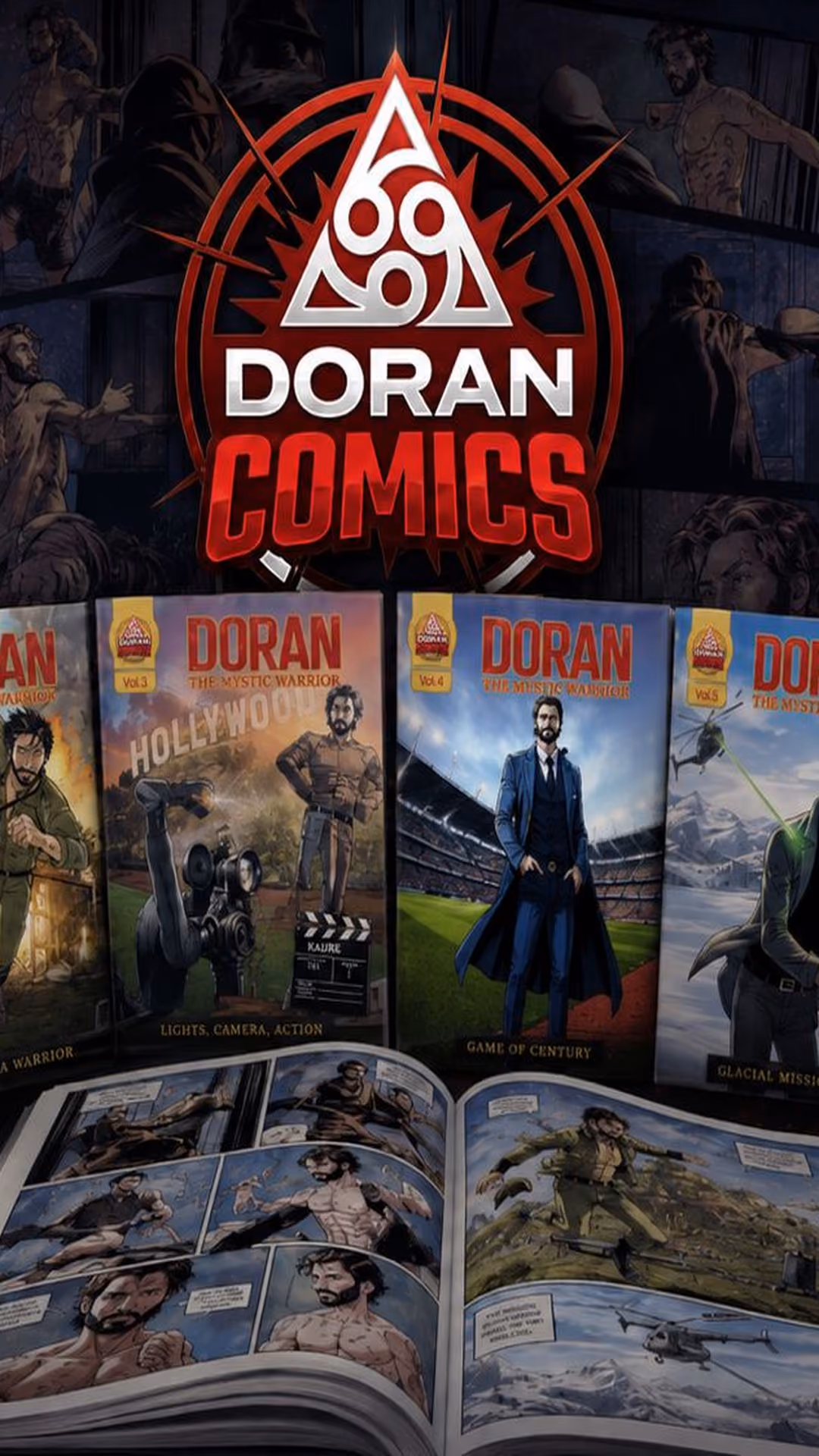 Covers and inner pages of Doran Comics comics featuring the mystical warrior in different adventures.