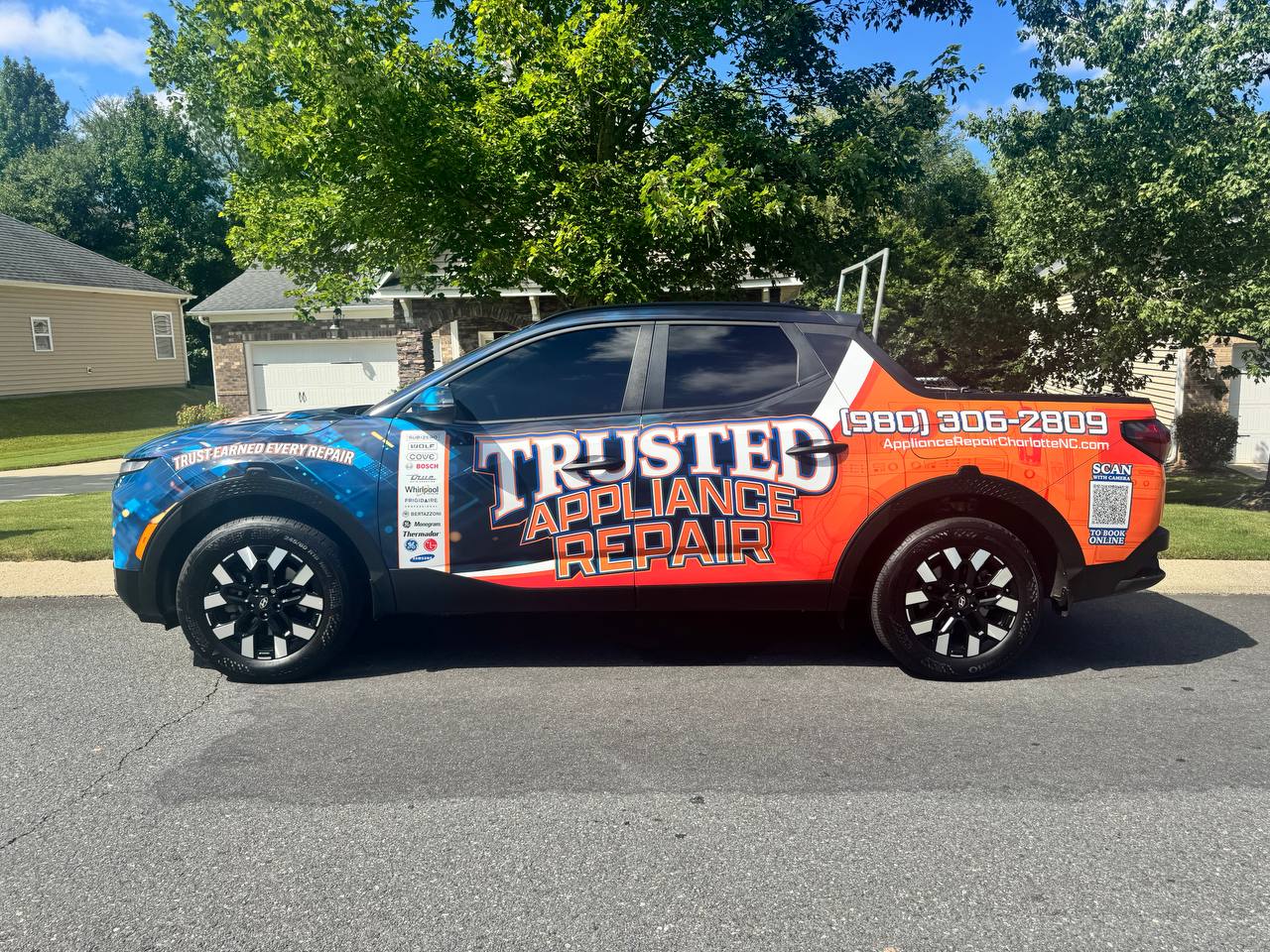 Trusted appliance repair working branded car truck