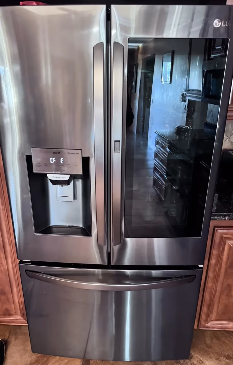 LG French door refrigerator with InstaView glass panel
