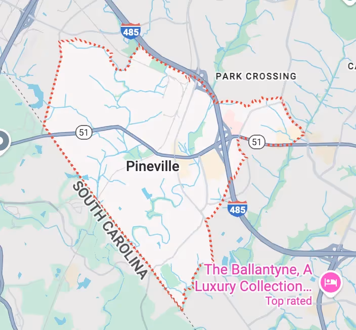 Pineville, NC map