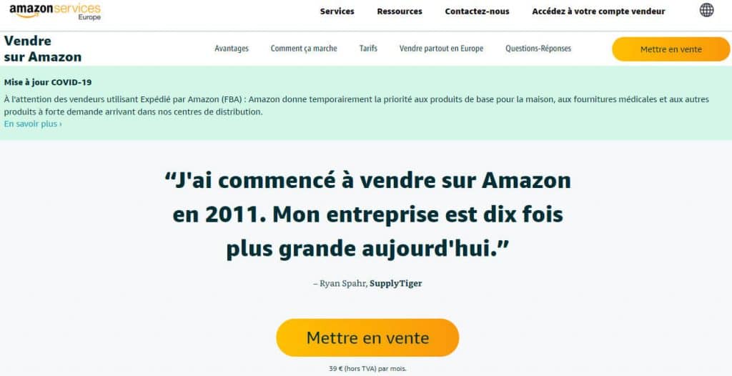 Ouvrir un compte vendeur sur amazon en 2020 etape 1