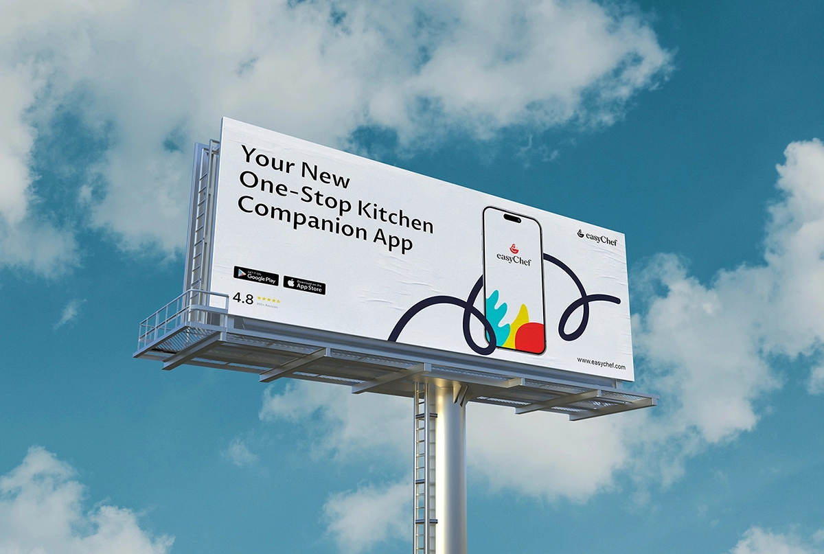 Billboard ad promoting EasyChef mobile app as a one-stop kitchen companion.