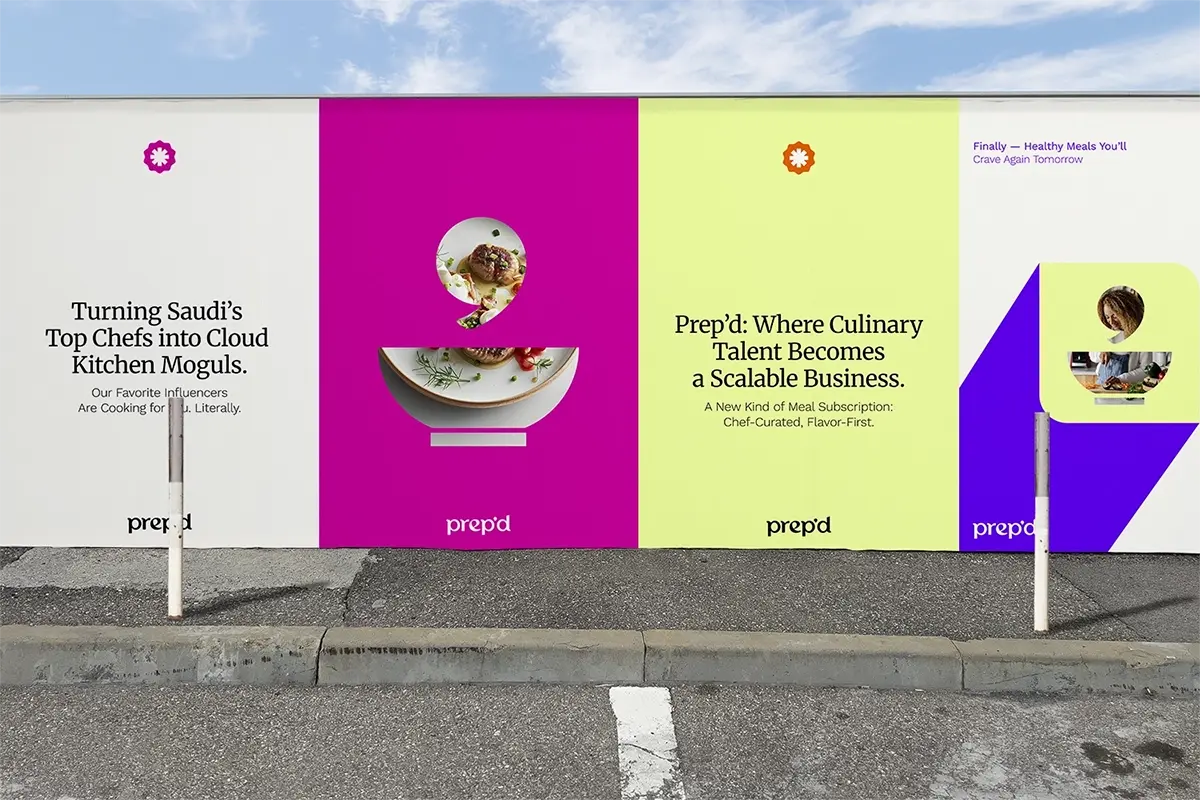 Colorful outdoor billboard campaign for culinary brand.