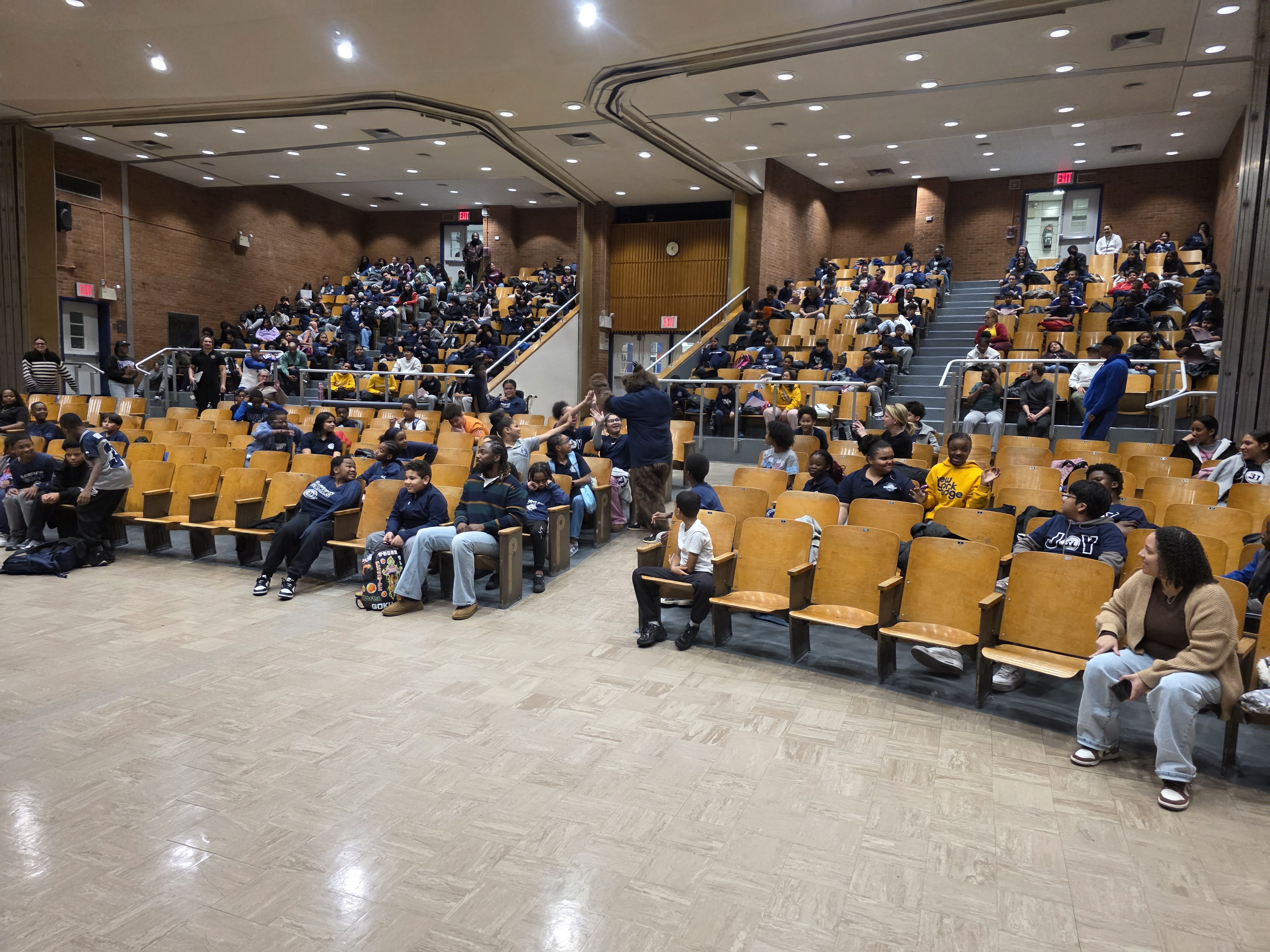 Students gathered in school auditorium for honor roll assembly