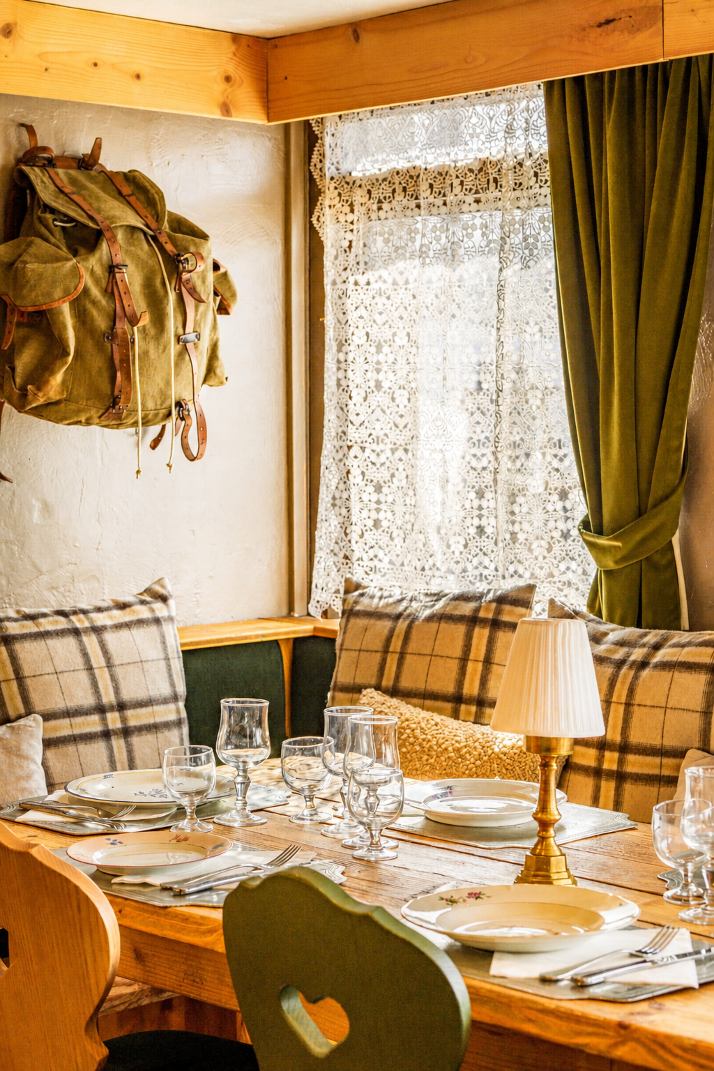 Salle intérieure du restaurant Alberto Tignes, ambiance montagne chaleureuse.