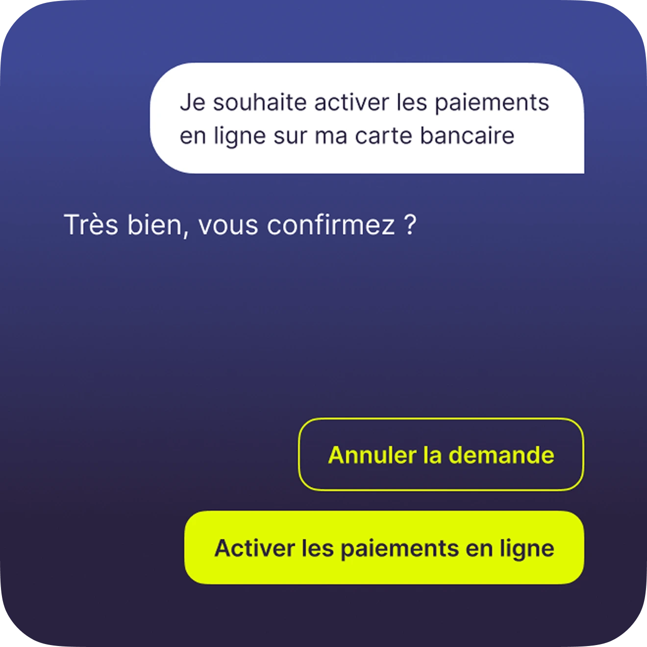 Conversation avec l'Assistant IA pour activer les paiements en ligne