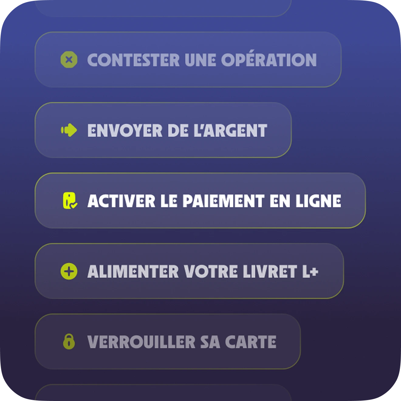 Liste d'opérations proposées par l'Assistant IA