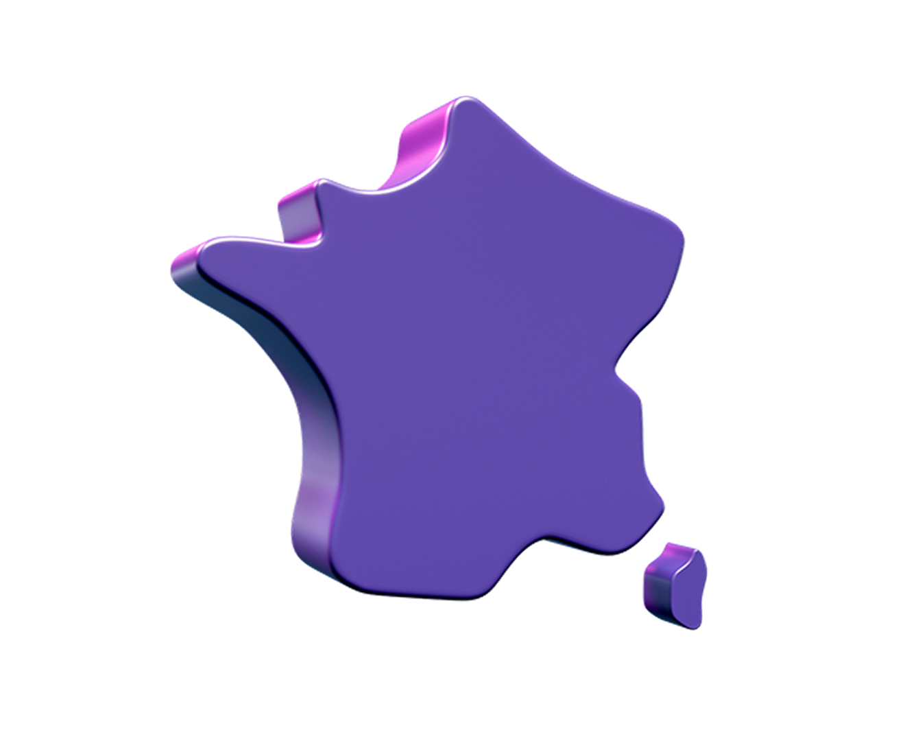Carte de France stylisée en 3D violette