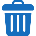 Blue trash can icon with lid and handle.
