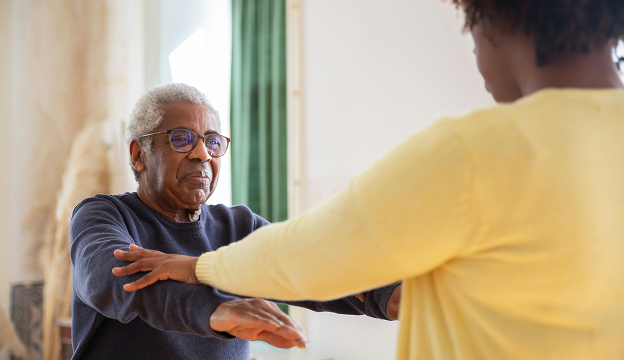 Senior patient exercising