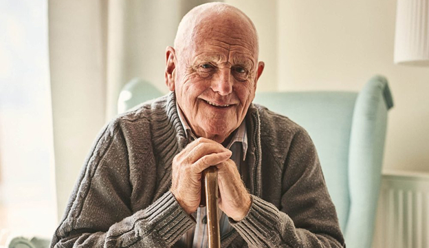 Senior patient sitting in a chair