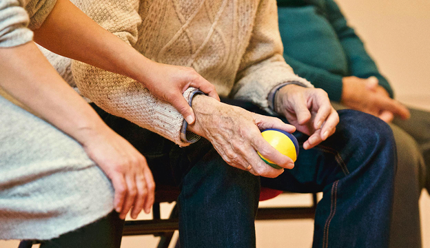 Senior patient with medical professional