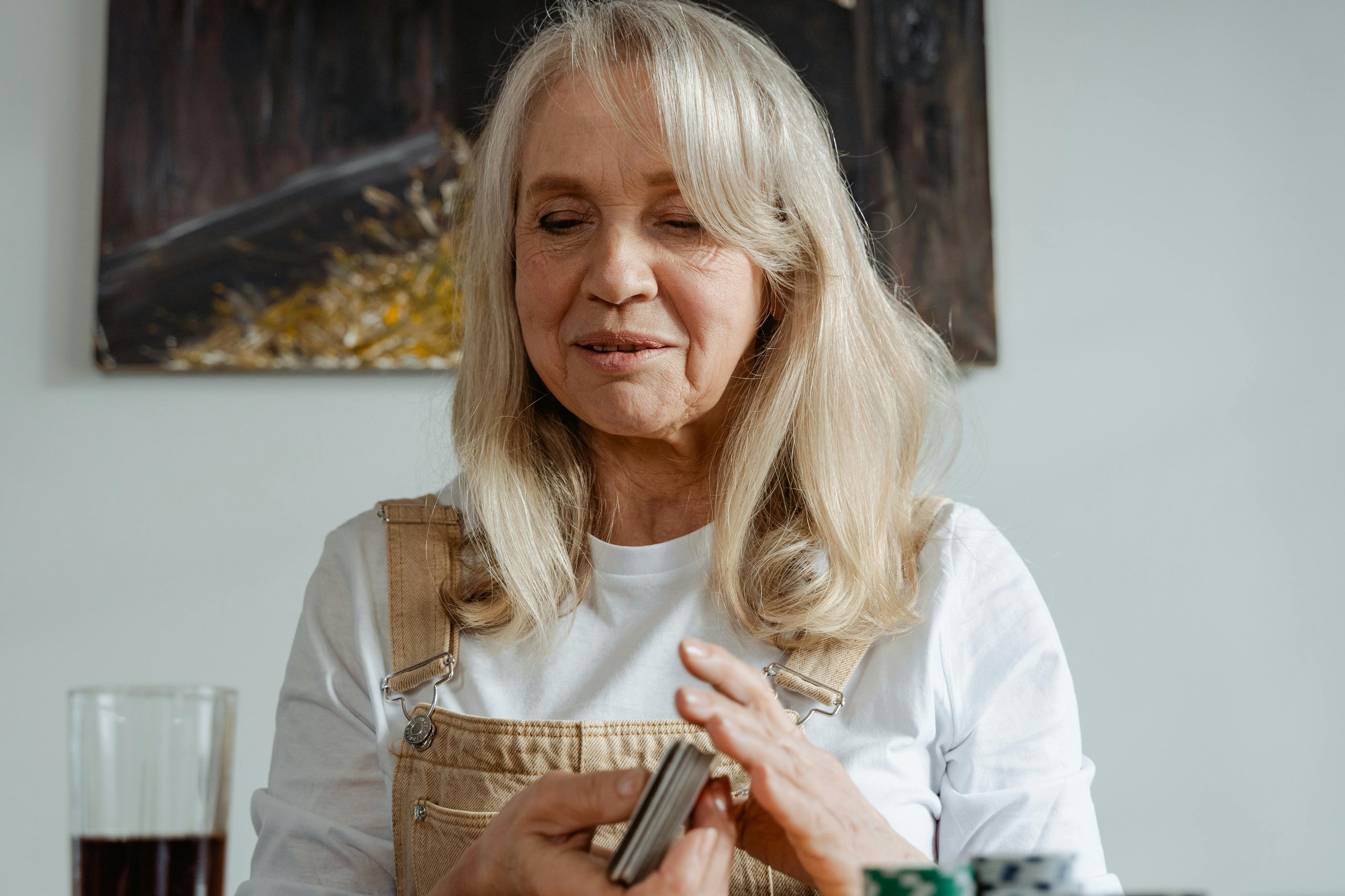 Woman with cards in her hands