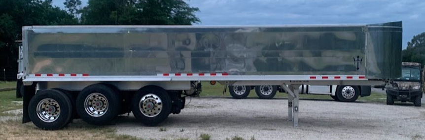 Eye-level view of steel trailer on a construction site