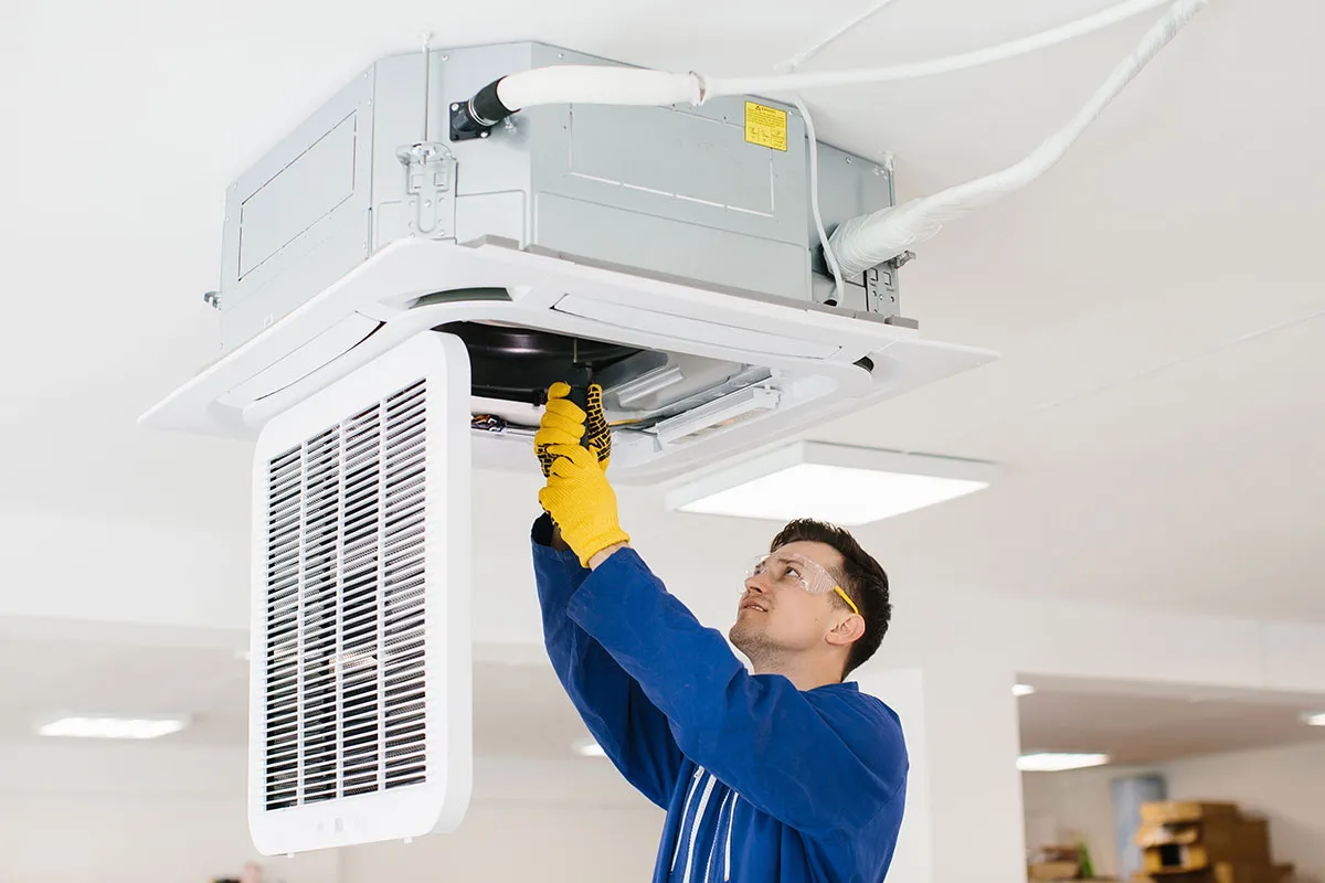 Working HVAC Technician