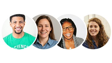 Diverse team of women professionals displayed in profile cards, representing staff or customer personas.